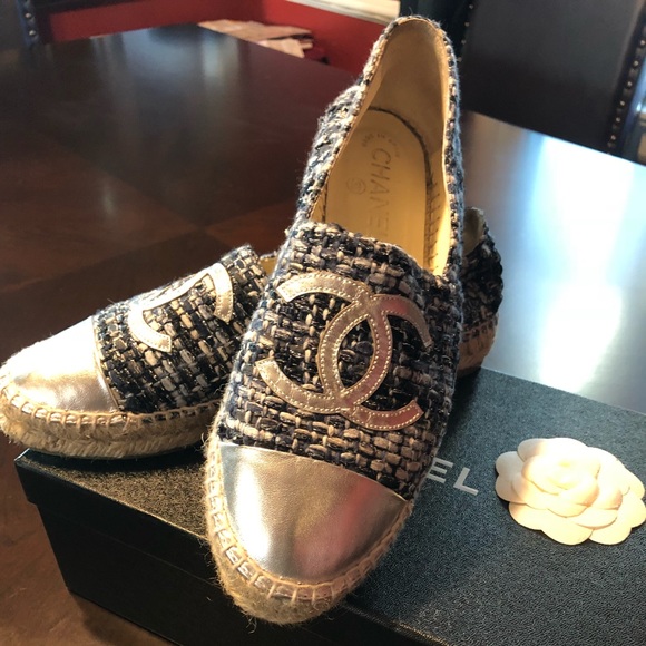 CHANEL Shoes - Tweed Blue Chanel Espadrilles